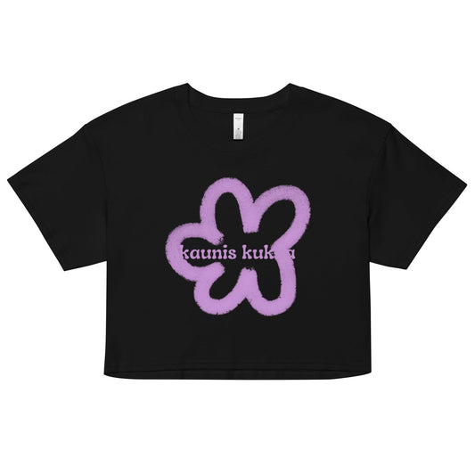 T-shirt court pour femmes avec motif de fleur violette