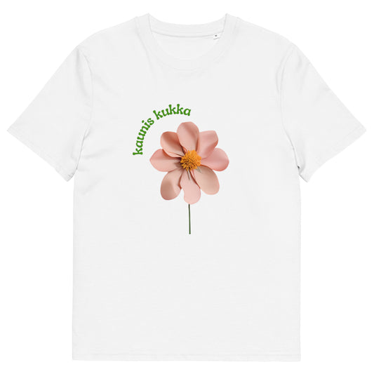 T-shirt motif fleur rose (vert)